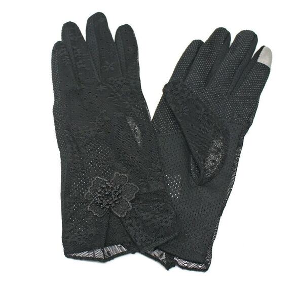 Sheer Black Lace Touch Screen Gloves Party Dress Up Prom Retro Fashion - Hey Viv - Picture 4 of 5